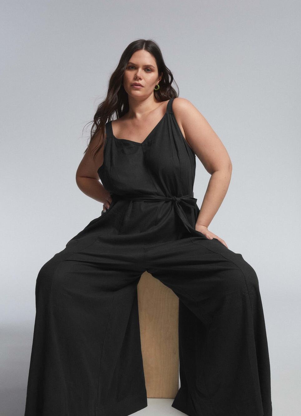 Universal Standard Promenade Eco Sleeveless Wide Leg Jumpsuit Black Womens XL